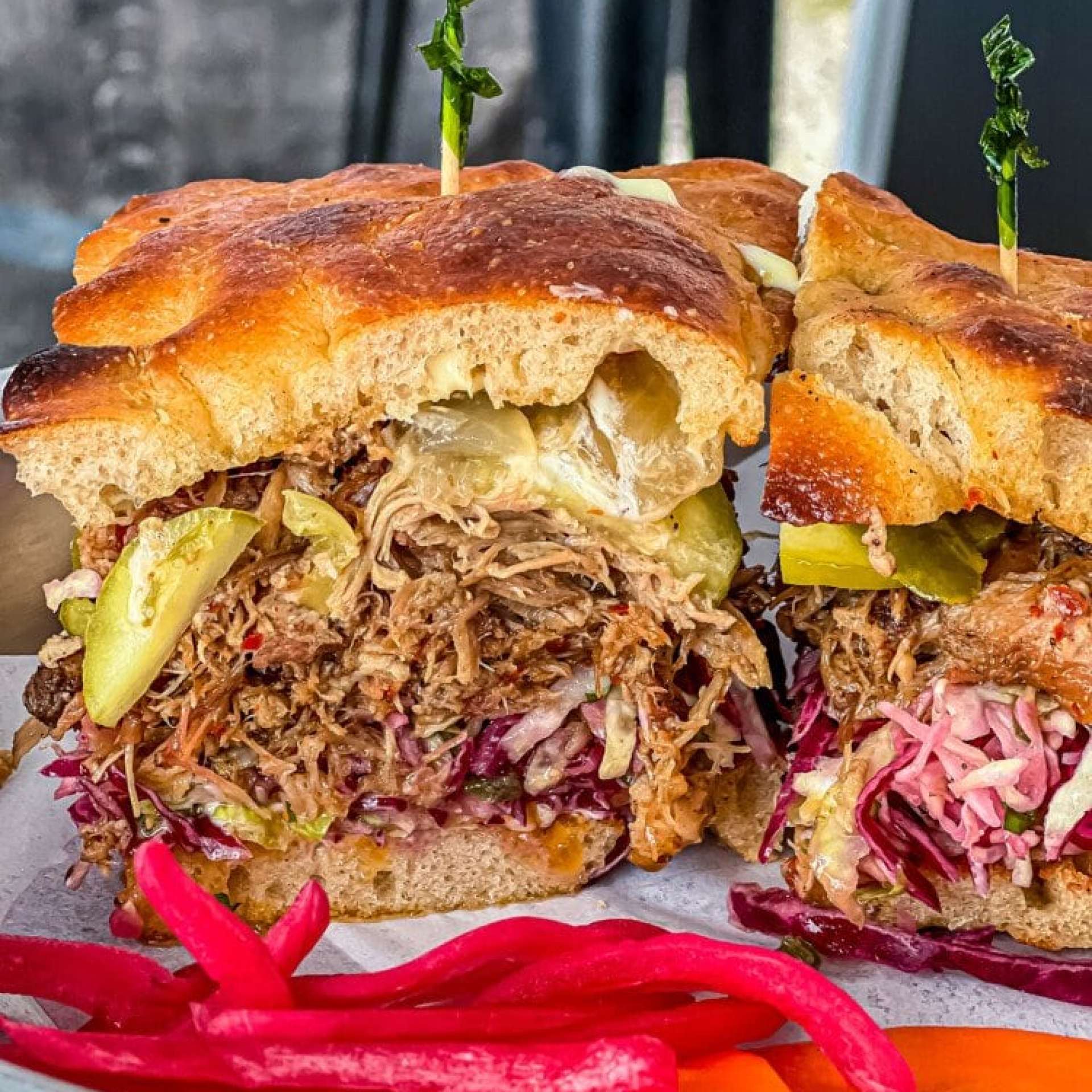 picture of pulled pork sandwich at marshall store restaurant
